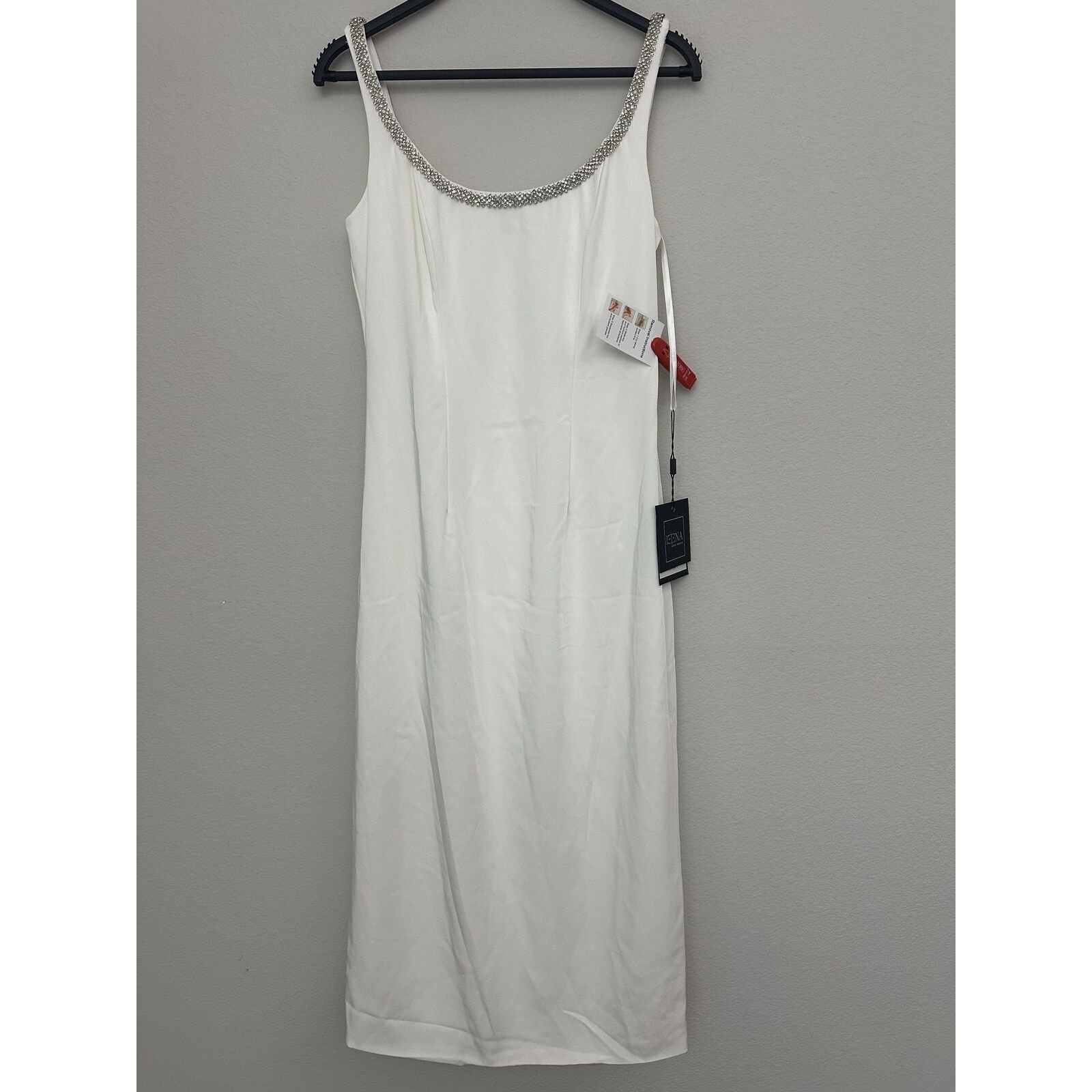 New Ieena For Mac Duggal White Embellished Sleeveless Evening Dress 26681 Size 2